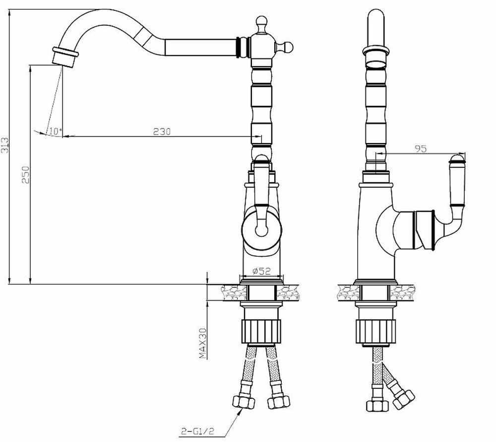 СМЕСИТЕЛЬ ДЛЯ КУХНИ ESKO FLORENCE C L-ИЗЛИВОМ FR 03С