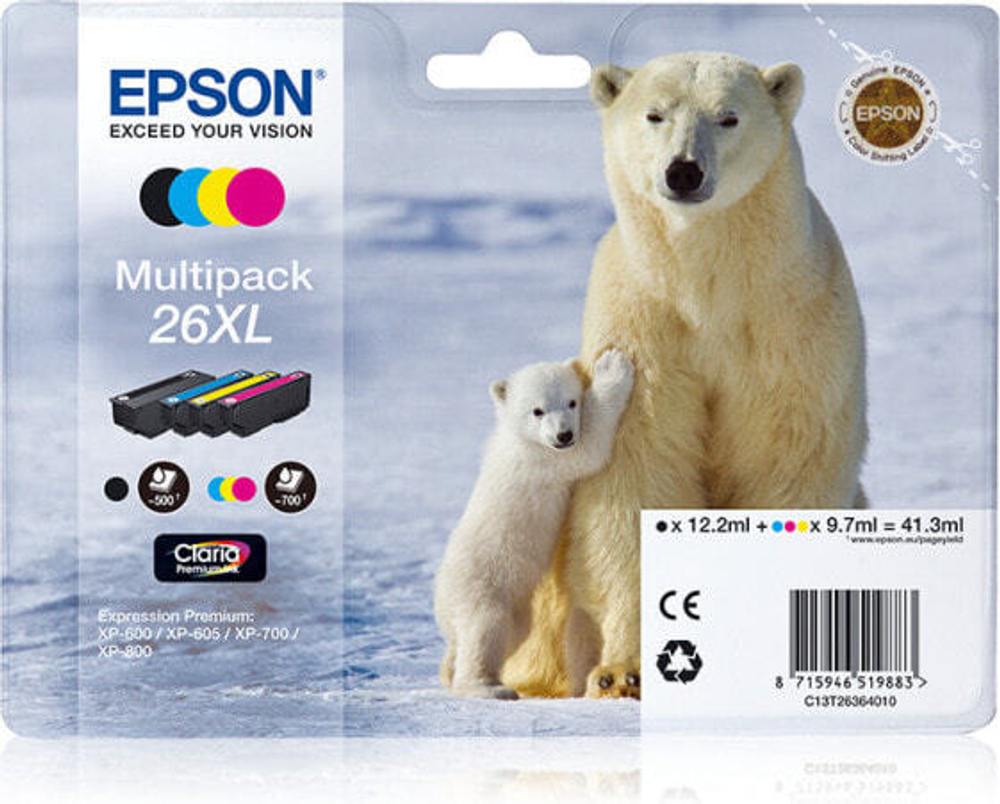 Epson Polar bear C13T26364020 струйный картридж Подлинный Черный, Голубой, Пурпурный, Желтый 1 шт