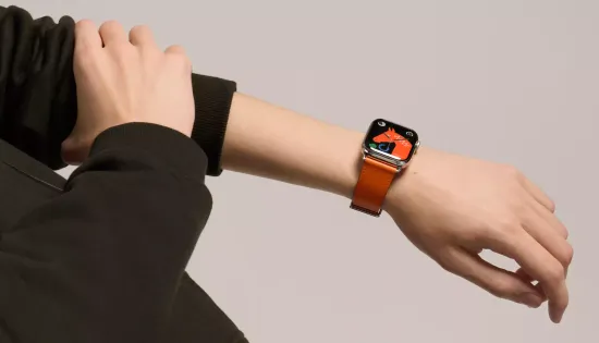 Apple Watch Hermès  Series 9 45mm Silver Stainless Steel Case with Single Tour Orange