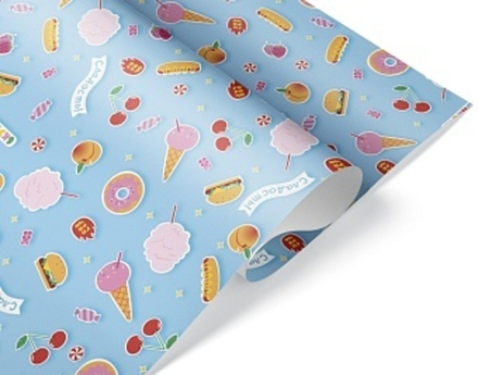 Упаковочная бумага 80гр (0,7*1 м) Сладости Вкусняшки 1 шт.