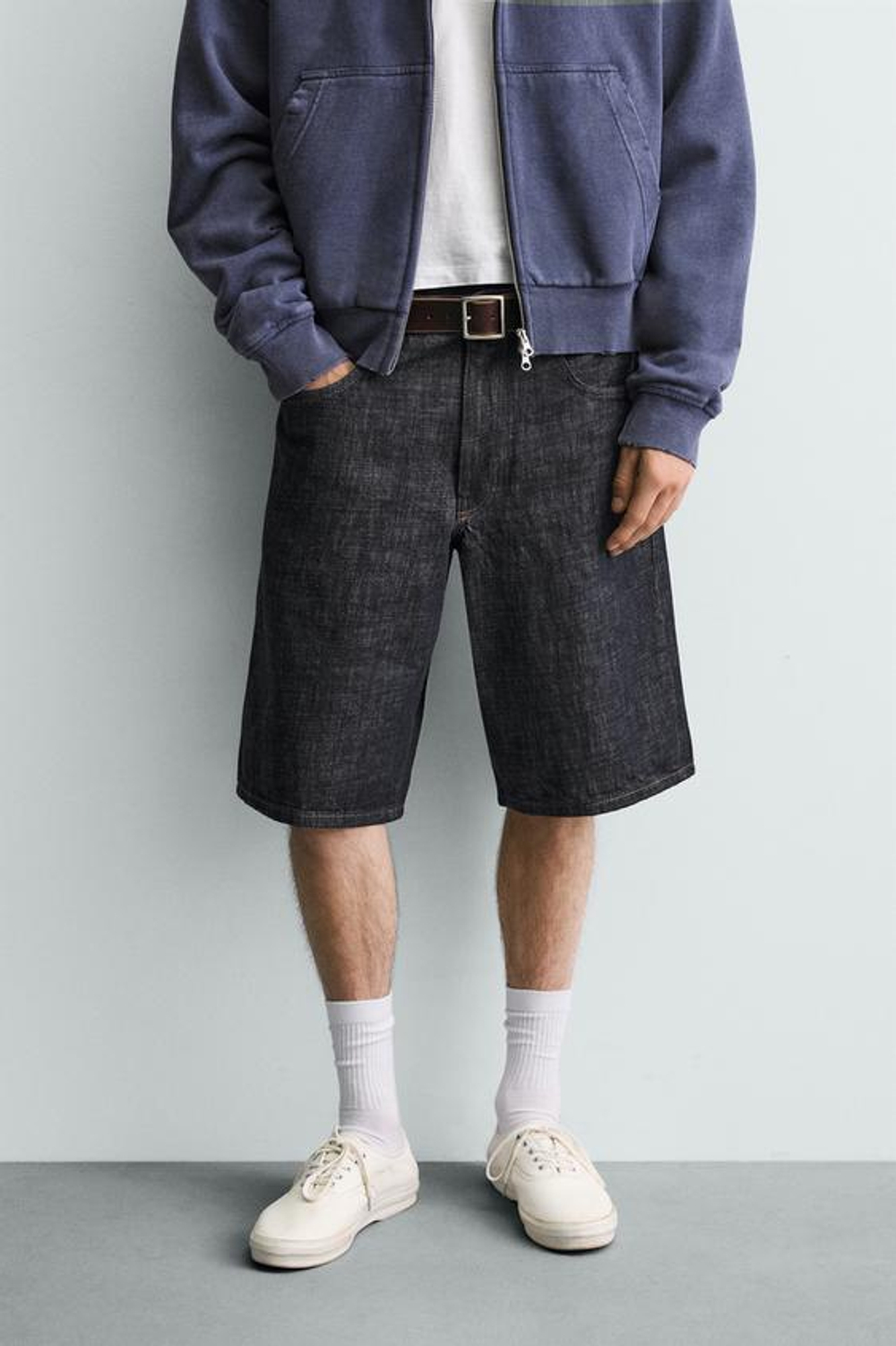 ZARA ДЖИНСОВЫЕ ШОРТЫ BAGGY FIT, ИНДИГО