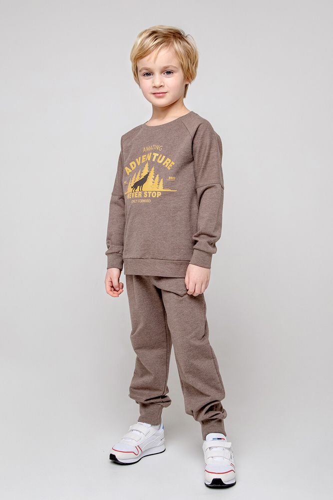 КР 400476/коричневый меланж к358 брюки для мальчика Crockid.