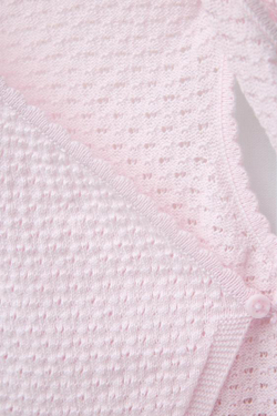 ZARA ТРИКОТАЖНЫЙ КОМБИНЕЗОН С АЖУРНЫМ УЗОРОМ, РОЗОВЫЙ