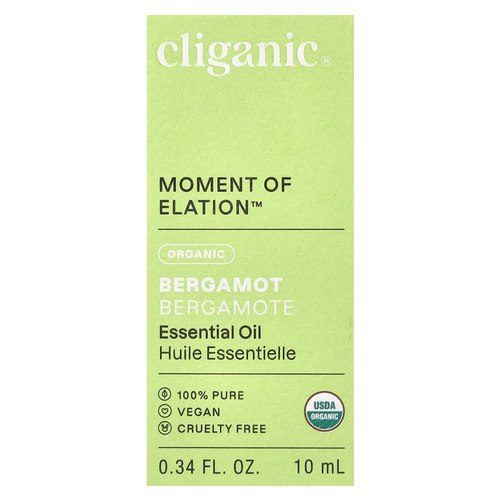Cliganic, Moment of Elation ™, органическое эфирное масло бергамота, 10 мл (0,34 жидк. Унции)