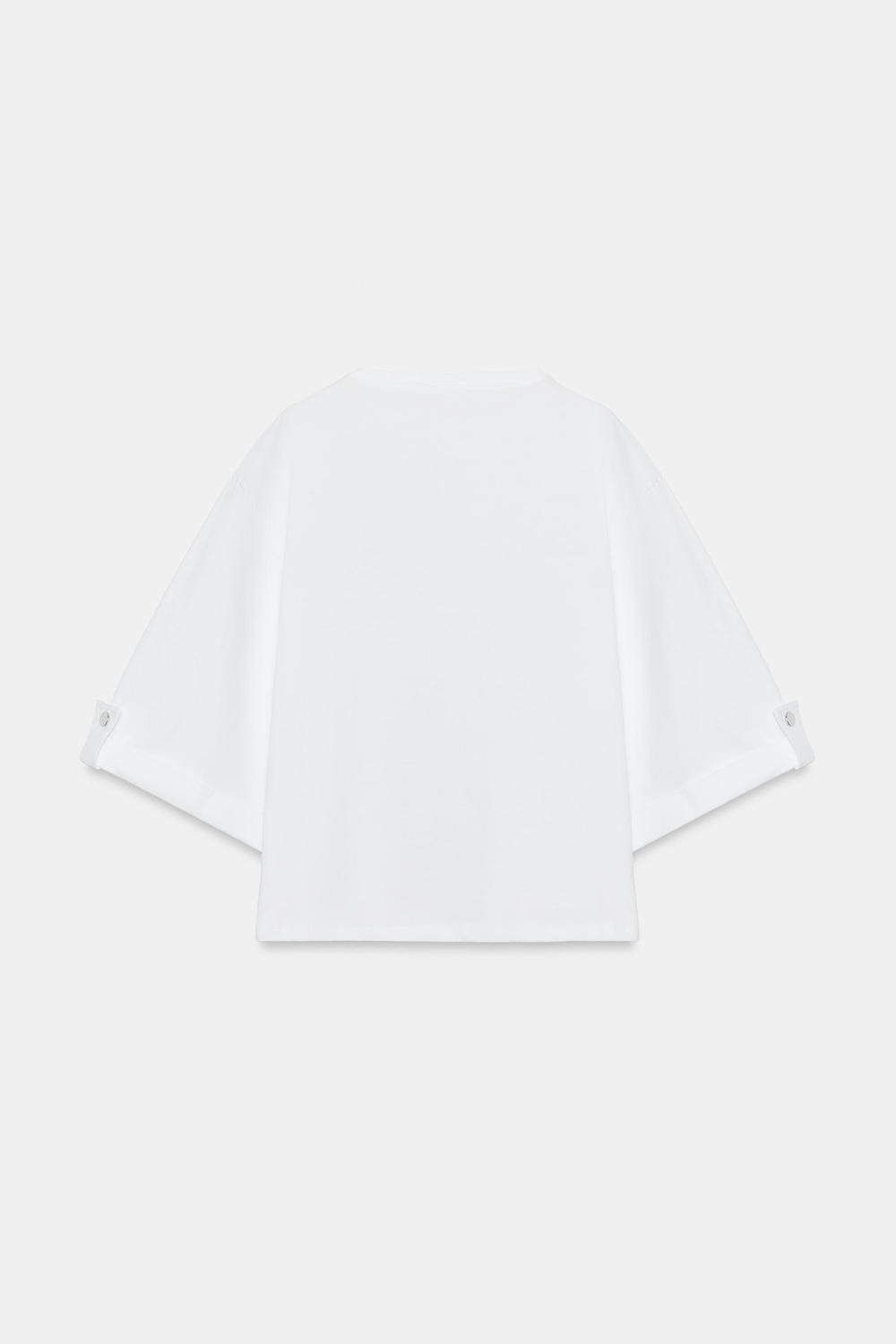 ZARA АСИММЕТРИЧНАЯ ФУТБОЛКА С ПУГОВИЦЕЙ, БЕЛЫЙ