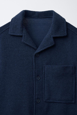 ZARA РУБАШКА В СТИЛЕ РУСТИК, СИНИЙ