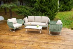 "Фиджи" лаунж-зона 5-местная плетеная из роупа (веревки), каркас алюминиевый светло-серый, роуп зеленый (4204)