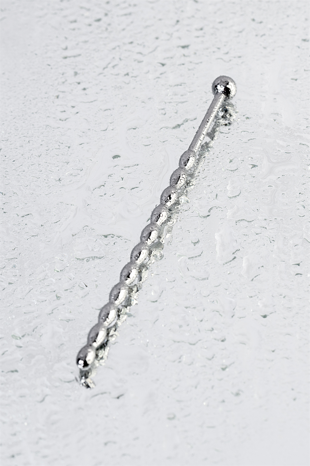 Уретральный плаг-косичка длинный серебристый 15,7 см