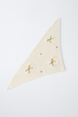 ZARA ВЯЗАНАЯ БАНДАНА С ДЕТАЛЯМИ, ВЫПОЛНЕННЫМИ КРЕСТИКОМ, ЭКРЮ