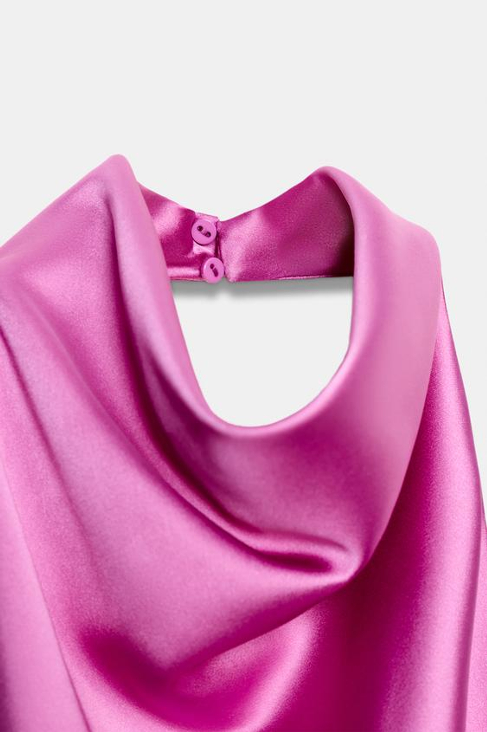 ZARA АТЛАСНЫЙ ТОП С ГОРЛОВИНОЙ ХАЛТЕР, РОЗОВЫЙ/ЛИЛОВЫЙ