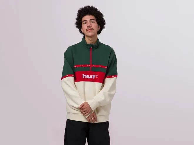 Толстовка на молнии HUF TAPED 1/4 ZIP FLEECE