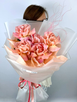 Французские розы , цвет розовый , 3 штуки