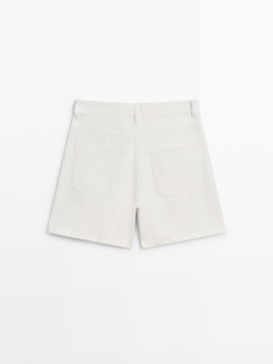 Massimo Dutti Джинсовые шорты со средней посадкой, экрю