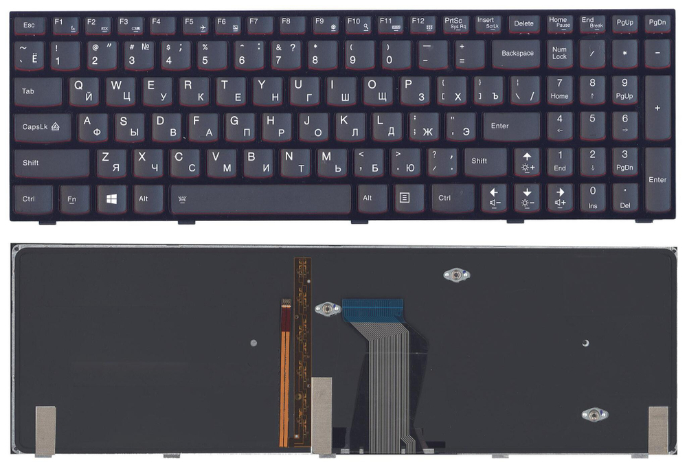 Клавиатура для ноутбука Lenovo Y500 Y500N Y500NT Y510P Y500NT-ISE черная с подсветкой