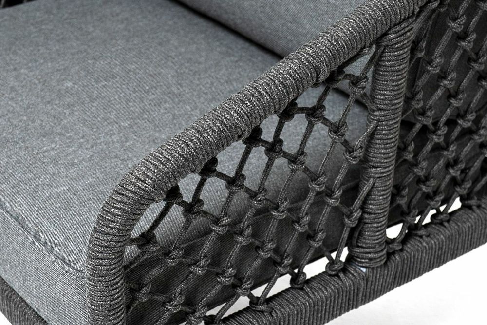 "Канны" лаунж-зона 4-местная из роупа узелкового плетения, каркас алюминий, роуп темно-серый