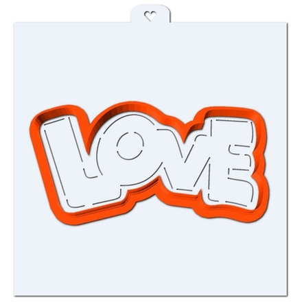 Надпись "Love" №2. Форма для пряников с трафаретом. (Трафарет+форма)