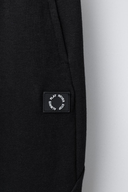 ZARA БРЮКИ-ДЖОГГЕРЫ ИЗ ТКАНИ ИНТЕРЛОК ПИКЕ, ЧЕРНЫЙ