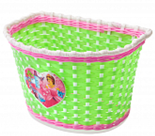 Велокорзина HL-BS02 передняя для детских велосипедов, пластиковая, бело-салатовая