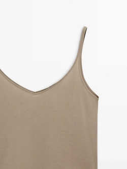 Massimo Dutti Топ из 100% хлопка с бретелями, дымчатый