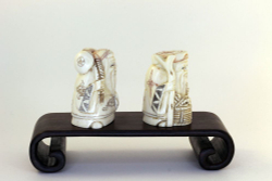 Сет нэцкэ Дзюродзин и Фукурокудзю на подставке