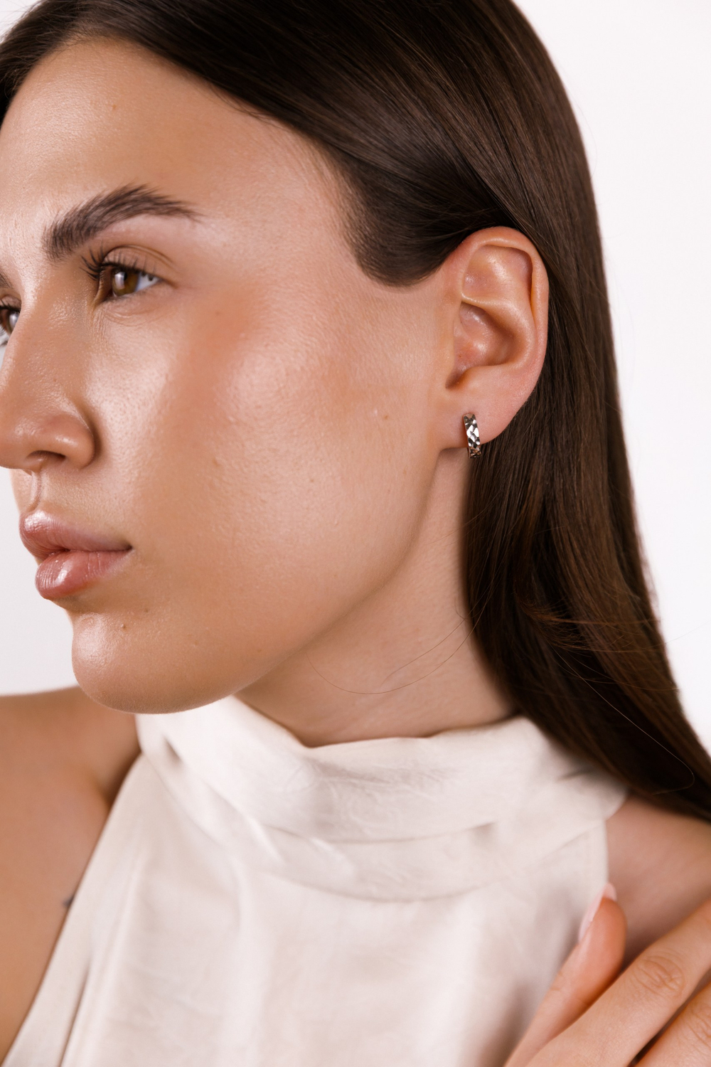 Серьги - конго "Битые" в серебре