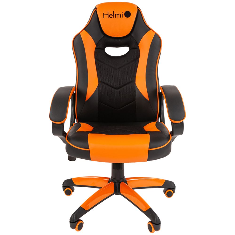 Кресло игровое Helmi HL-S16 "Pilot", экокожа, черная/оранжевая, механизм качания