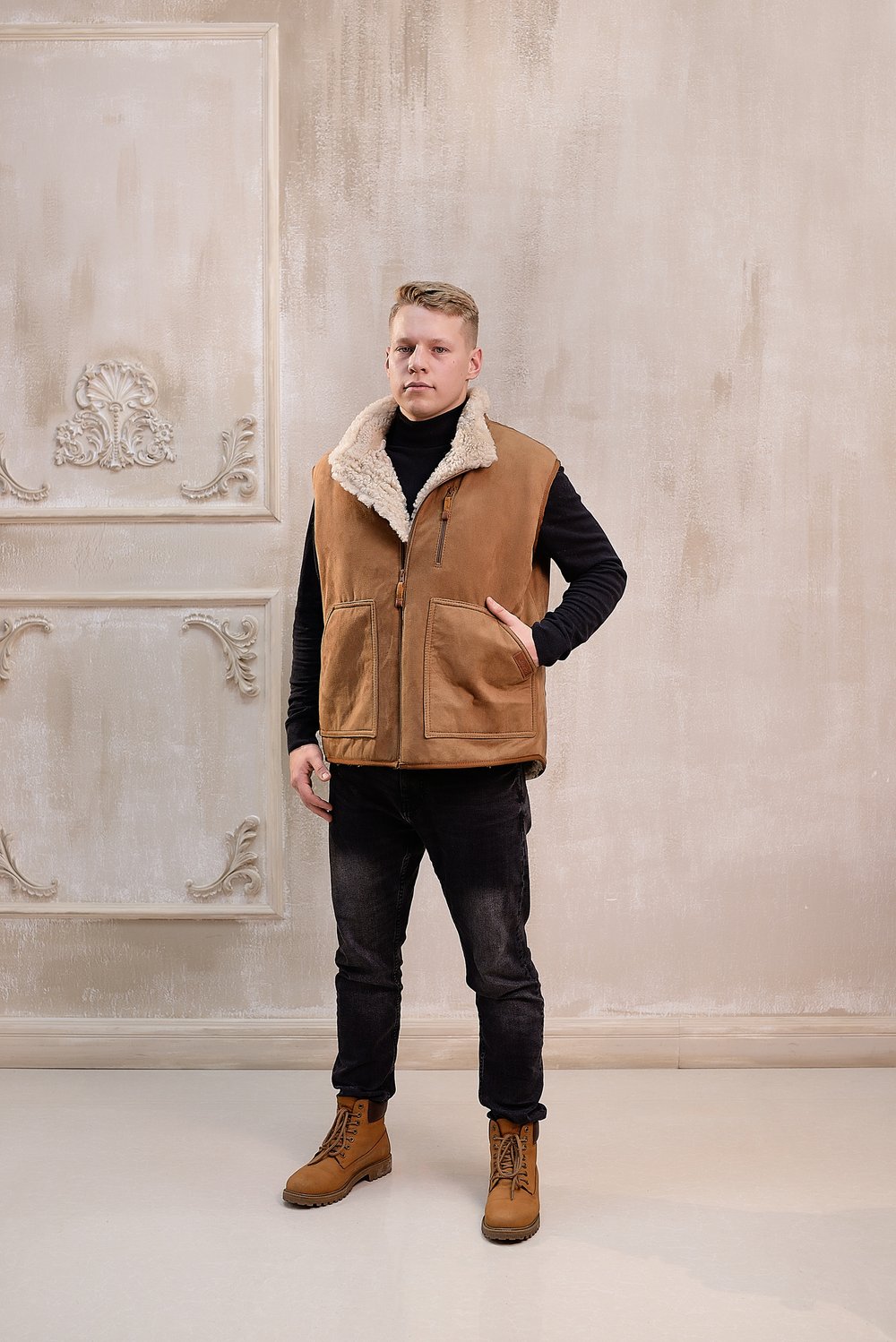 Жилетка мужская из овчины
