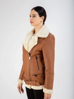 Дубленка авиатор женская натуральная удлиненная Турция