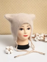 Шапка с ушками зимняя ангора вязаная