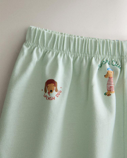 ZARA HOME ДЕТСКАЯ ПИЖАМА С СОБАЧКАМИ, ЭКРЮ/ЗЕЛЕНЫЙ