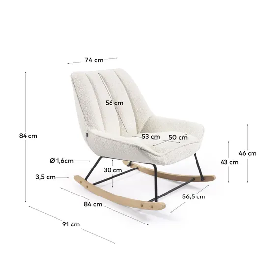 Кресло-качалка Marline, белое букле