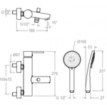 Смеситель для ванны с душевым комплектом DRAKO 3305T3
