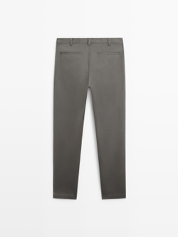 Massimo Dutti Зауженные брюки из смесовой хлопковой ткани, серый
