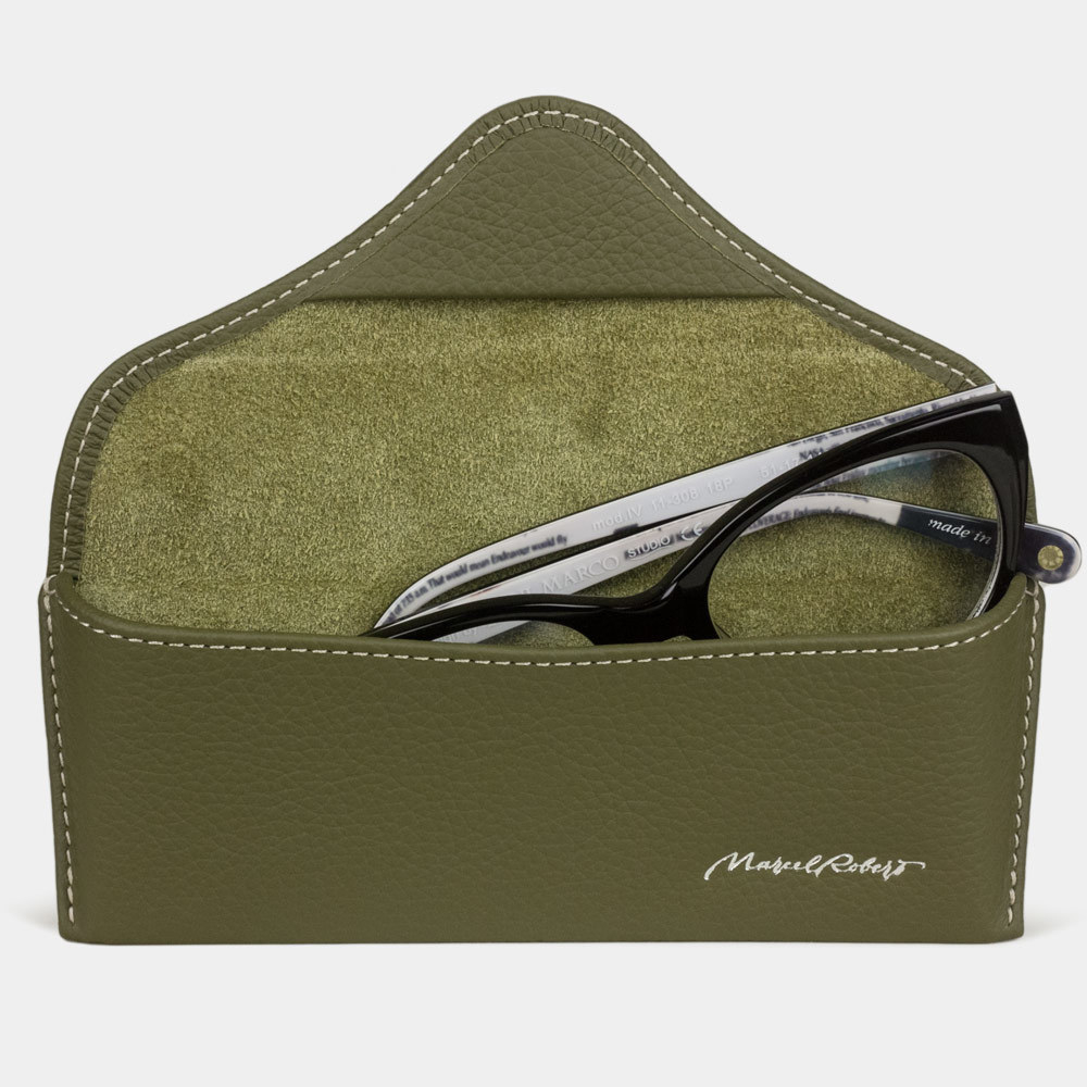 Футляр кожаный для очков Vision Easy зеленого цвета
