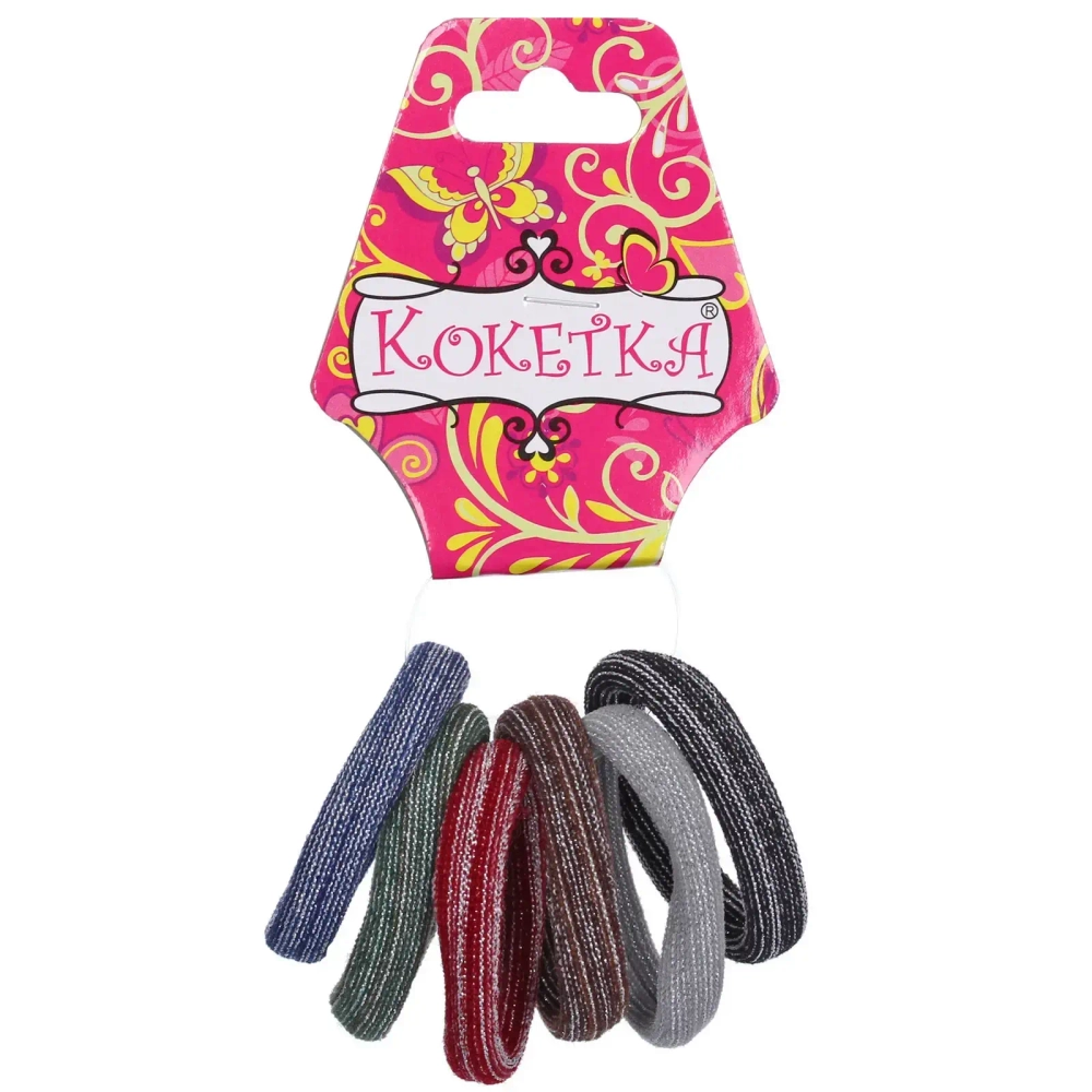 Резинки для волос 6шт Кокетка «Зефирки - блеск», цвет микс, d-4см (Подвес Кокетка)