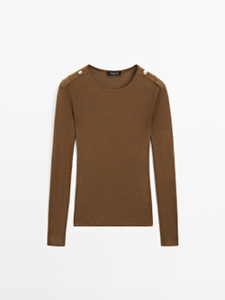 Massimo Dutti Трикотажная футболка, светло-коричневый