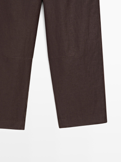 Massimo Dutti Льняные брюки морковного кроя, коричневый