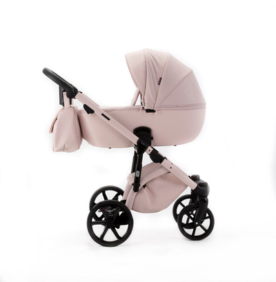 Детская универсальная коляска Adamex NOLA Natura ROSE-2 (2в1) - Розовая ткань, розовая экокожи