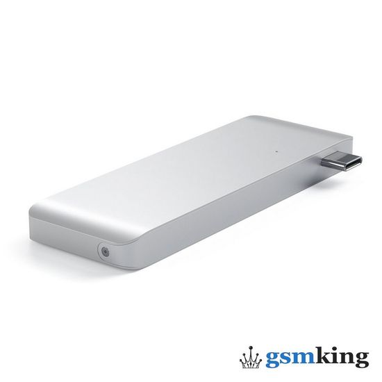 Satechi Type-C USB 3.0 Passthrough Hub (Type-C to 2 x USB 3.0 ports + SD card slot + Micro SD card + USB Type-C) Silver ST-TCUPS