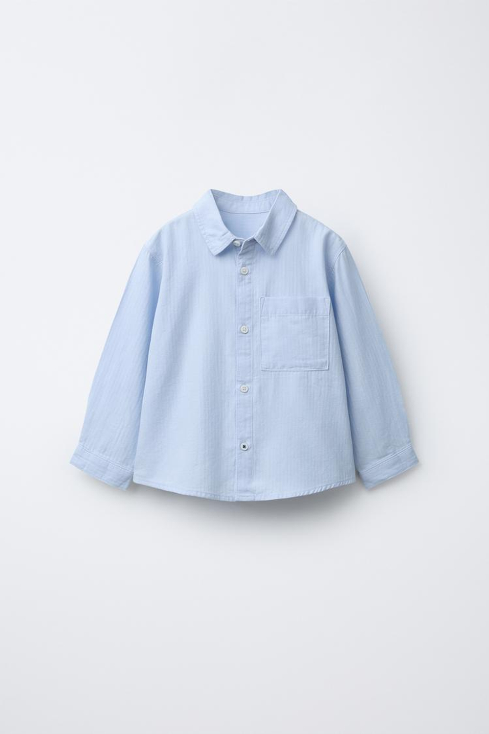 ZARA ОДНОТОННАЯ РУБАШКА С КАРМАНОМ, СИНИЙ