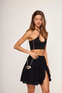 Топ с вырезом капля из хлопка черного цвета