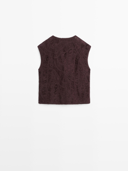 Massimo Dutti Вязаный жилет, баклажанный