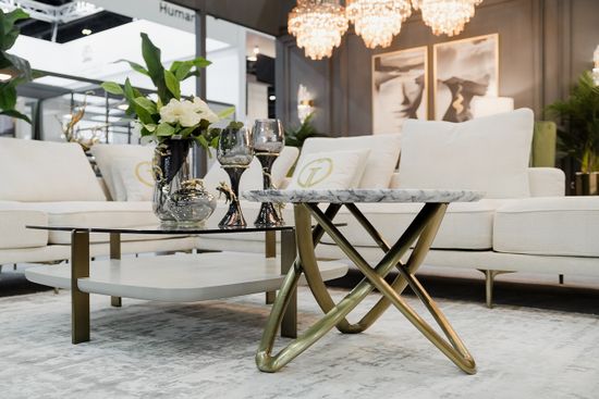 57EL-STOL/ZH-790B Стол журнальный натур. белый мрамор d70*50см