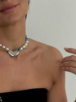 Жемчужный чокер с бирюзой