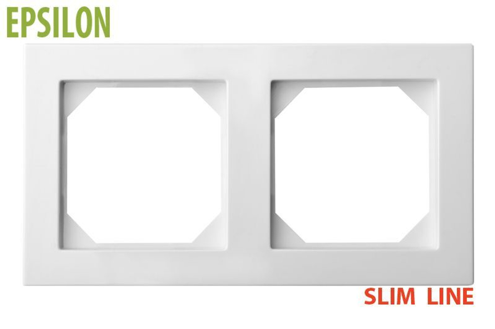 Рамка Двухместная Белая SLIM (Универсальный Монтаж) LIREGUS EPSILON