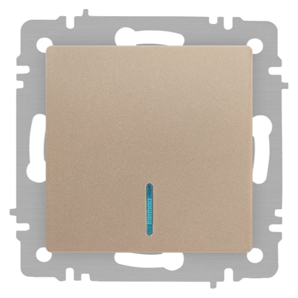 Выключатель Intro Accent 6-102-04 с подсветкой, 10А-250В, IP20, СУ, AL/CU, шампань | Intro