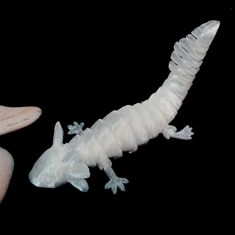 Аксолотль гибкая сегментная подвижная игрушка, 18 см., 3D печать, белая