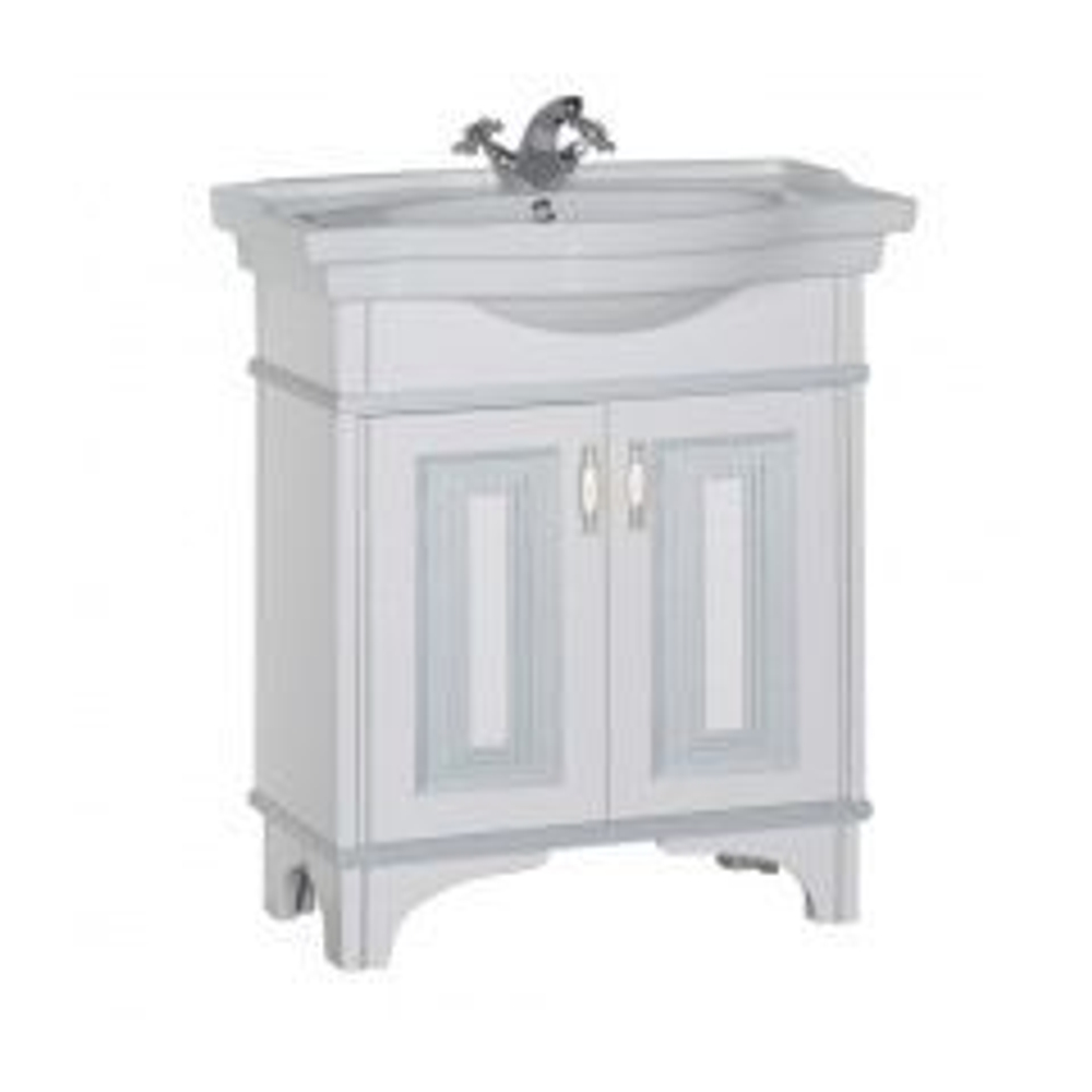 Тумба с раковиной Aquanet Валенса 80 белый краколет/серебро