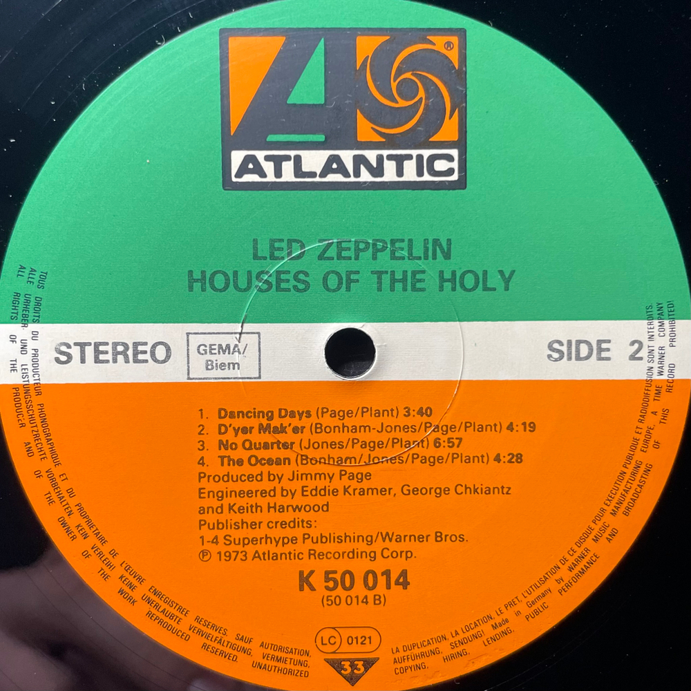 Led Zeppelin ‎– Houses Of The Holy (Германия)
