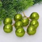 Новогодние шары 3 см (набор 9 шт) «Блестящее напыление», салатовый
